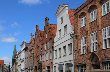 Lubeck, Almanya 'daki tarihi evlerin Gables' ı