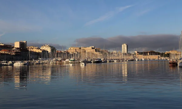 Vecchio Porto Marsiglia Con Yacht Fort Saint Nicolas Marsiglia Francia — Foto Stock