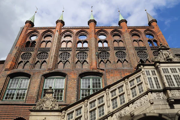 Fachada Escalera Del Ayuntamiento Lubeck Alemania — Foto de Stock