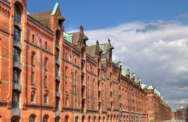 Almanya 'nın Hamburg eyaletinde Speicherstadt ilçesinde tarihi depolar