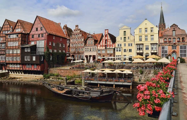 Lüneburg Juli 2019 Alter Lüneburger Hafen Mit Traditionellen Häusern Und — Stockfoto