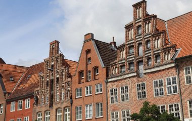 Luneburg, Almanya 'daki tarihi evlerin Gables' ı
