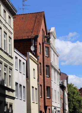 Lubeck, Almanya 'daki tarihi evlerin Gables' ı