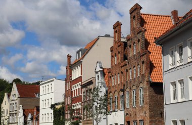 Lubeck, Almanya 'daki tarihi evlerin Gables' ı