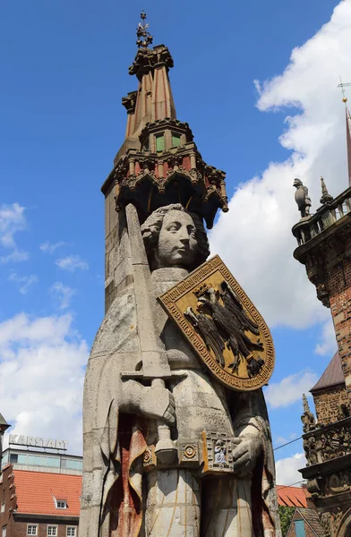 Historical Roland Statue Marktplatz Central Plaza Bremen Germany — Stock Photo, Image