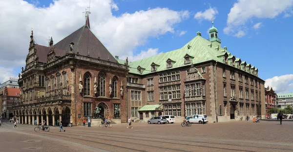 Bremen Germany July 2019 Historical City Hall People Walking Marktplatz — 图库照片