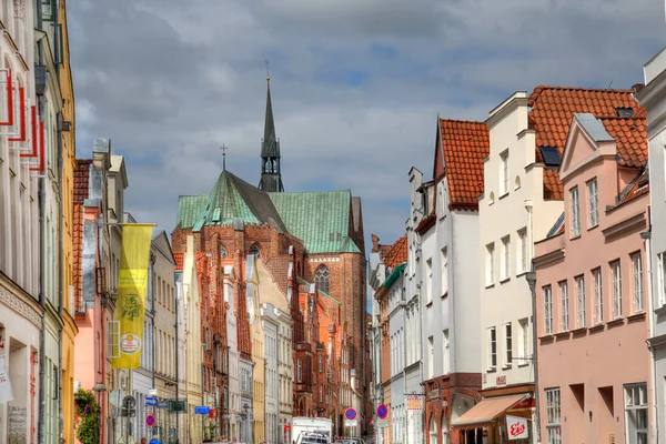 Lubeck Germany July 2019 View Katharinenkirche Church Gables Historical Houses — Stock Photo, Image