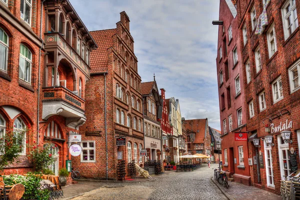 Luneburg Německo Července 2019 Stintmarktova Ulice Dlaždicemi Historickými Domy Staré — Stock fotografie