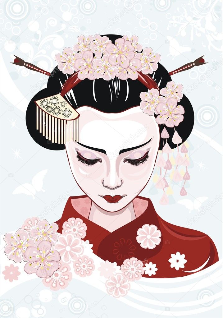 Beautiful Japanese Woman In Traditional Clothes Vector Illustration Premium Vector In Adobe 