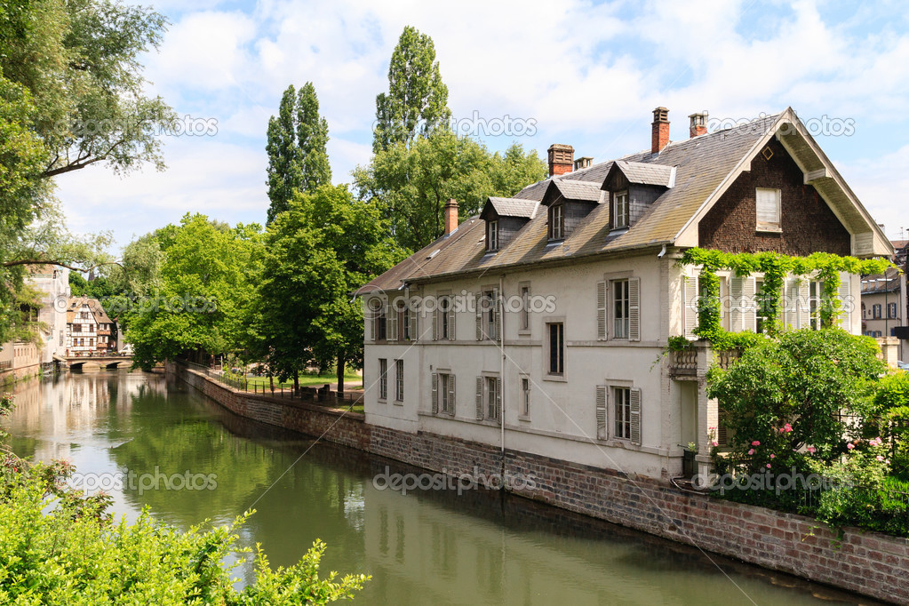 Canal in Petite France area, Strasbourg, France
