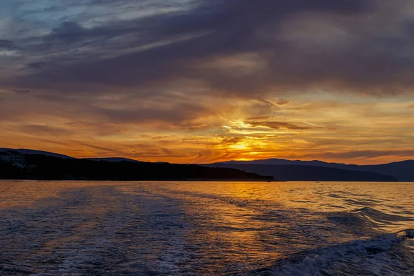 Puesta Sol Mar Adriático Isla Krk Croacia —  Fotos de Stock