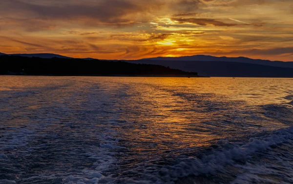 Sunset Adriatic Sea Krk Island Horvátország — Stock Fotó