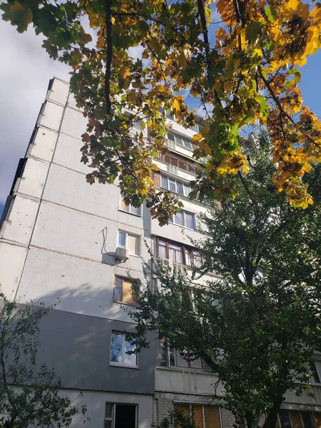 Ουκρανική Συνοικία Της Πόλης Kharkov Saltovka Οποία Υπέστη Μετά Από — Φωτογραφία Αρχείου