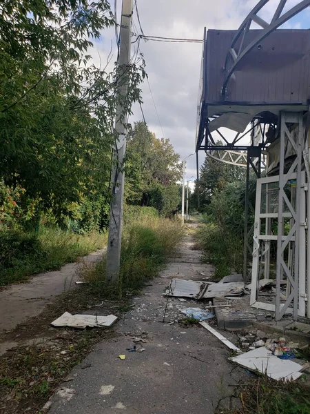 Distrito Ucraniano Ciudad Jarkov Saltovka Que Sufrió Después Los Bombardeos — Foto de Stock