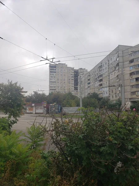 Πόλεμος Στην Ουκρανία Καταστράφηκε Kharkov Επηρεάζονται Σπίτια Ουκρανία Καμένα Σπίτια — Φωτογραφία Αρχείου