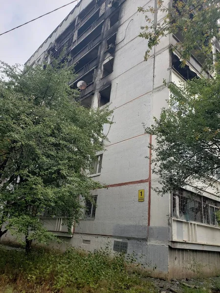 Guerra Ucrânia Kharkov Destruído Casas Afetadas Ucrânia Casas Queimadas Guerra — Fotografia de Stock