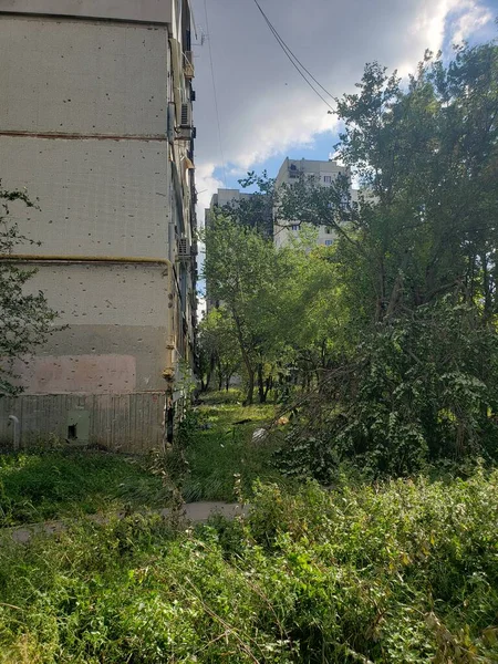 Guerra Ucrania Kharkov Destruido Casas Afectadas Ucrania Casas Quemadas Guerra —  Fotos de Stock