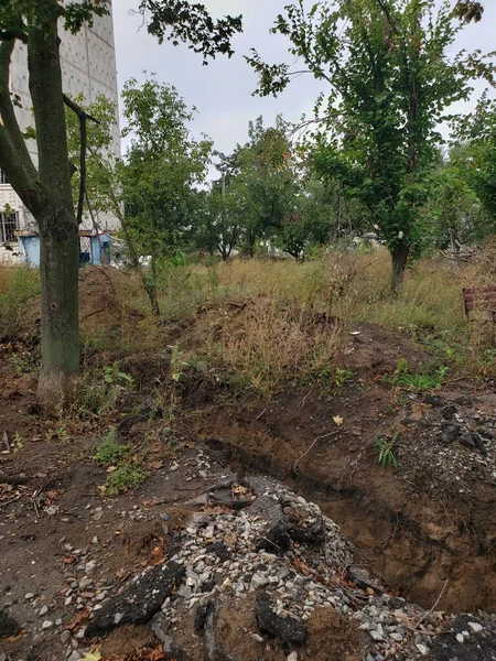 Guerre Ukraine Kharkov Détruit Maisons Touchées Ukraine Maisons Brûlées Guerre — Photo
