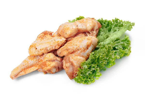 Marinated chicken wings on a white background. Meat for Grill. — Stockfoto