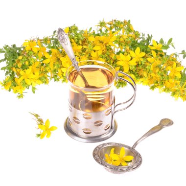 St John's çay taze çiçekler ile