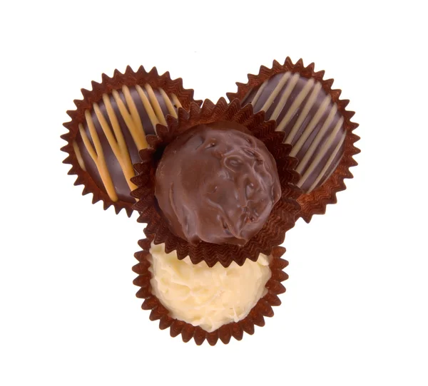 Doces de chocolate trufas sortimento — Fotografia de Stock