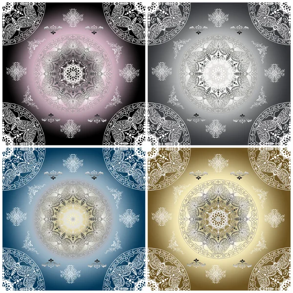 Set di quattro colori ornamento floreale texture senza cuciture — Foto Stock