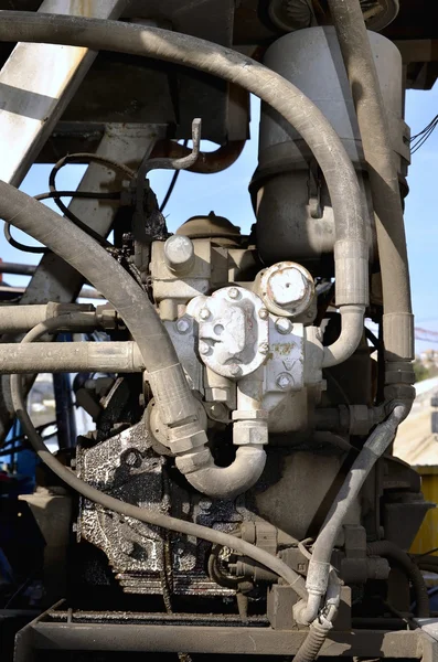 Multiple Hydraulic Hoses of concrete mixer — Stock Photo, Image