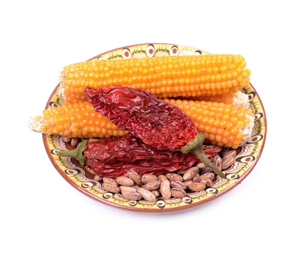 Food corn popcorn and pinto beans — Stockfoto