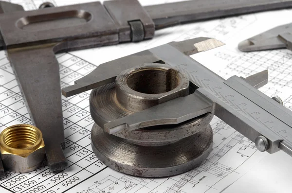 Group of large and small calipers — Stock Photo, Image