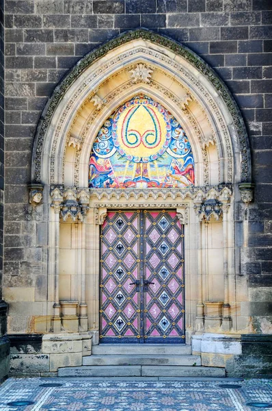 Close Entrance Gothic Cathedral Saints Peter Paul Visegrad Door Portal — Stock Fotó