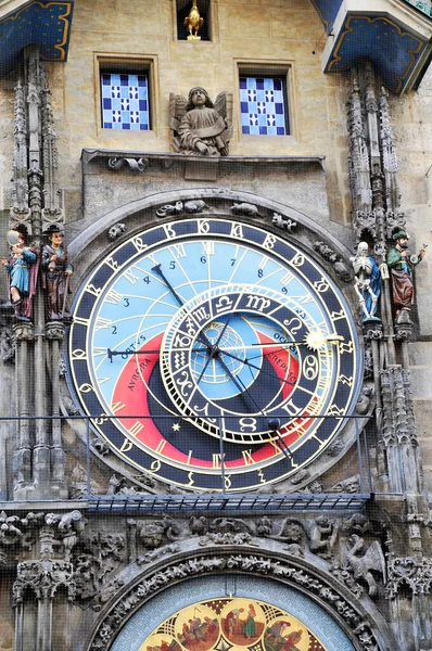 Detail Ancient Medieval Astronomical Clock Prague Czech Republic Showing Signs — Stockfoto