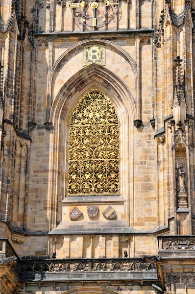 Facade Vitus Cathedral Street Prague Czech Republic Decorative Elements Facade — Stockfoto