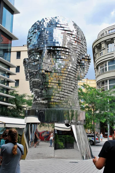 Prague Czech Republic July 2022 Moving Sculpture Head Franz Kafka — Foto de Stock