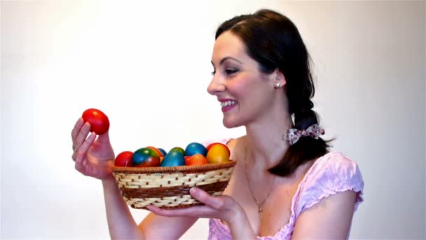 Women with Easter eggs — Stock Video