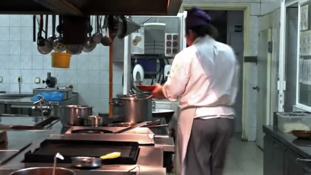 Chef in the restaurant kitchen — Stock Video