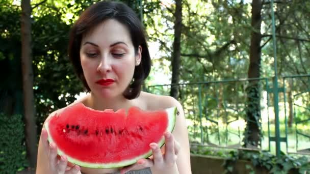 Semangka merah juicy — Stok Video