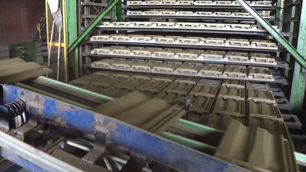 Manufacture Roof Tiles Production Line Modern Factory Making Ceramic Tiles — Vídeo de Stock