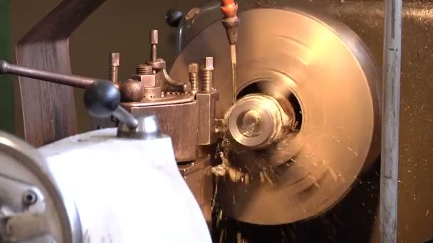 Metal Processing Lathe Processing Metal Parts Lathe Machine — Video Stock