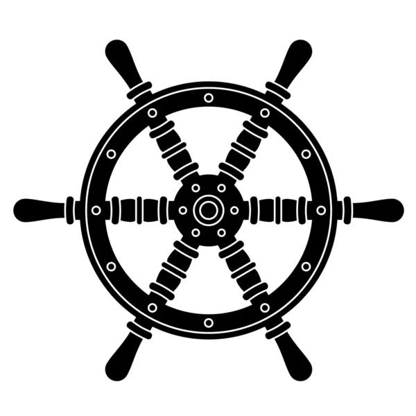 Nautical boat steering wheel silhouette — Stock Vector