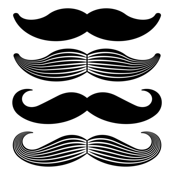 Moustache vintage icônes noires — Image vectorielle