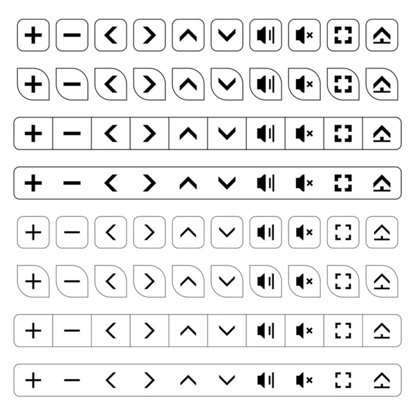 Botones de navegación iconos negros — Archivo Imágenes Vectoriales