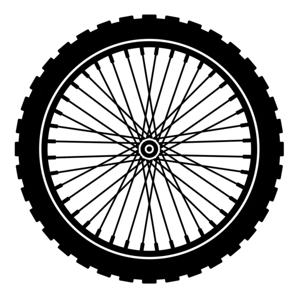 Rueda de bicicleta silueta negro — Vector de stock