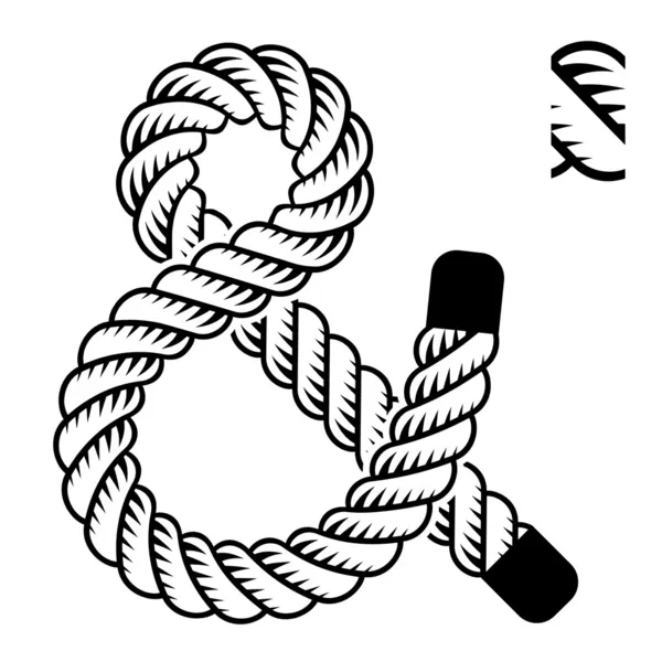 Černá lano ampersand symbol — Stockový vektor