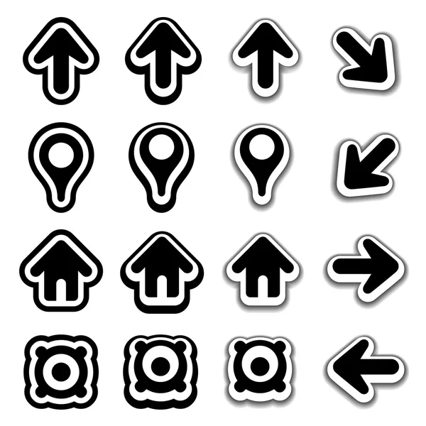 Navigation buttons black icons — Stock Vector