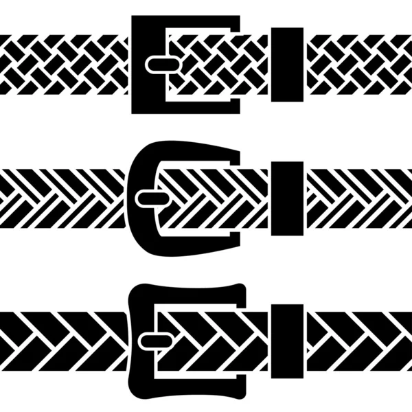Buckle braided belt black symbols — Stock Vector