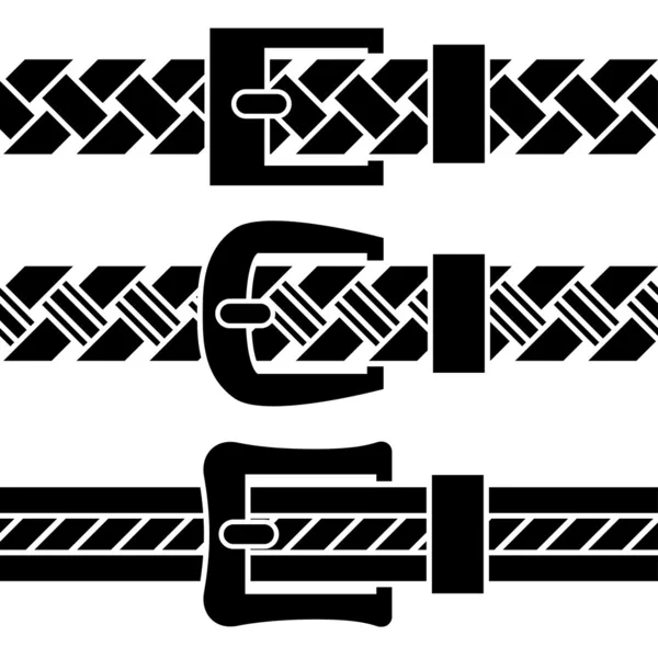 Buckle braided belt black symbols — Stock Vector