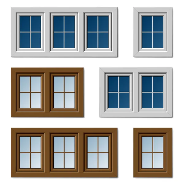 Пластиковые окна белый коричневый — стоковый вектор