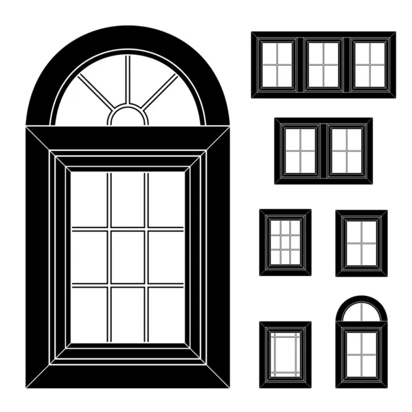 Černé plastové okno ikony — Stockový vektor