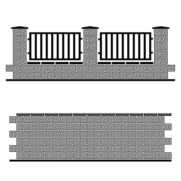 Zwarte sierlijke bakstenen muur — Stockvector