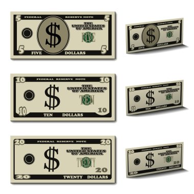 beş on 20 dolarlık banknot